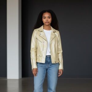 Lena Gabrielle Metallic Yellow Studded Jacket Size 10 FABULOUS!